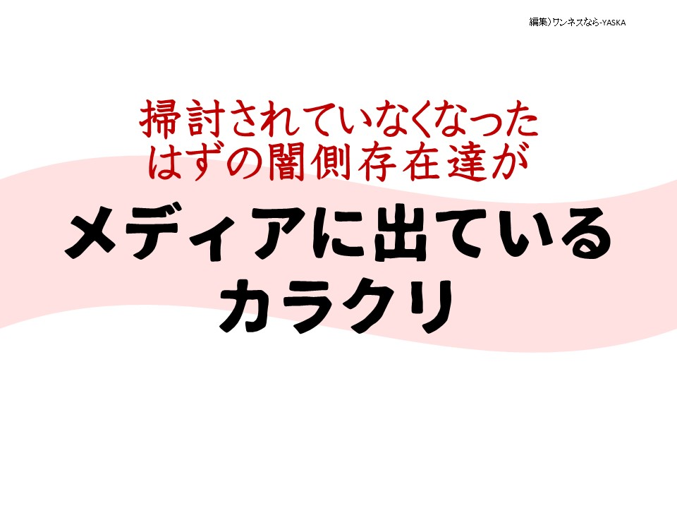 掃討されていなくなったはずの闇側存在達が

メディアに出ているカラクリ