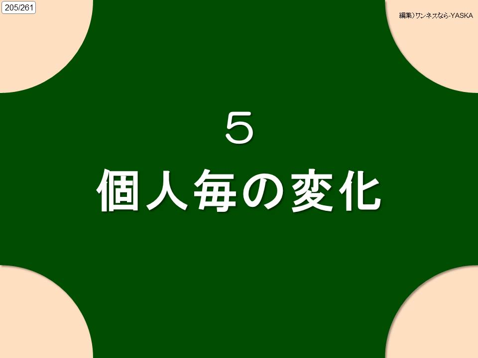 205/261

編集) ワンネスなら-YASKA

5

個人毎の変化