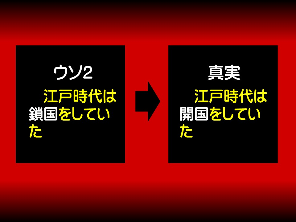 ウソ2

江戸時代は鎖国をしていた

真実

江戸時代は開国をしていた