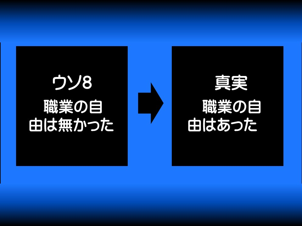 ウソ8

職業の自由は無かった

真実

職業の自由はあった